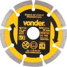 Disco de Corte Diamantado Segmentado V3 Vonder 110mm Furo de 20mm