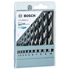 Jogo de Brocas para Metal Bosch Aço Rápido HSS-PointTeQ 1,0-10,0mm com 10 unidades