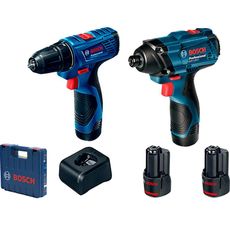 Combo Bosch 12V com 1 Chave de Impacto GDR 120-LI + 1 Parafusadeira GSR 120-LI + 2 Baterias 2,0Ah + Carregador Bivolt + Maleta