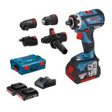 Parafusadeira/Furadeira a Bateria 1/2" Bosch GSR 18V-60 FC Flexiclick 18V + 3 mandris + 2 Baterias + Carregador Bivolt + Maleta L-BOXX