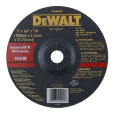 Disco de Desbaste Dewalt 7/8" DW44580 Metal 7" X 6,3 mm