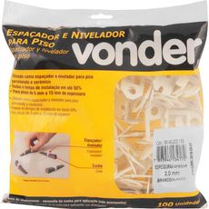 Espaçador e Nivelador para Piso Vonder 2,0mm Branco 100 unidades