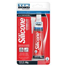 Adesivo de Silicone Tekbond Acetico 50G Vermelho Blister Alta Temp