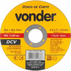 Disco de Corte Vonder 115,0 mm X 1,0 mm X 22,23 mm Dcv