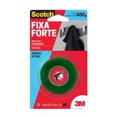 Fita Dupla Face 3M Scotch® Fixa Forte Transparente - 12mmx2m