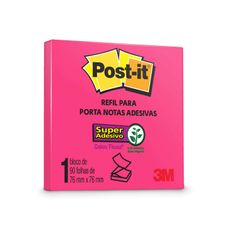 Bloco de Notas Super Adesivas 3M Post-it® Refil Rosa Neon 76mmx76mm - 90 folhas