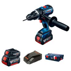 Parafusadeira/Furadeira de Impacto 1/2" Bosch GSB 18V VE-EC 18V + 2 Baterias 4,0Ah + 1 Carregador Rápido + Maleta L-BOXX