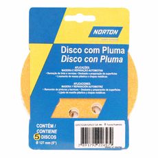 Kit 5 Discos de Lixa Madeira Norton G125 Grão 80 127mm 8 furos