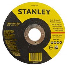 Disco Abrasivo de Corte Stanley 4 1/2" x 1.6mm x 7/8" STA8063 Inox