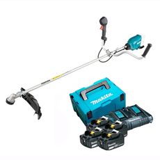 Roçadeira Makita à Bateria 18V com Punho 110V + 4 Baterias 6ah + Carregador Duplo + Maleta