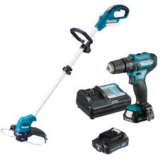 Kit Combo Makita KITHP333+UR100 Parafusadeira/Furadeira De Impacto e Aparador de Grama a Bateria + 2 Bateria 12V + Carregador