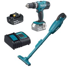 Kit Combo Makita Parafusadeira/Furadeira De Impacto 18V DHP453SFX8 + Aspirador de Pó 18V DCL180Z