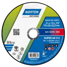 Disco de Corte Norton Super AR312 115x3,0x22,23mm