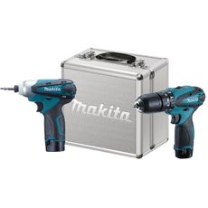 Combo Makita DK1493 Parafusadeira/Furadeira de Impacto HP330D com Parafusadeira de Impacto TD090D com 2 Baterias 12V + Carregador Bivolt + Maleta