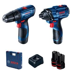 Combo Bosch 12V Chave de Impacto GDR 120-LI + Parafusadeira e Furadeira de Impacto GSB 120-LI + 2 Baterias com 1 Carregador BIVOLT em Maleta